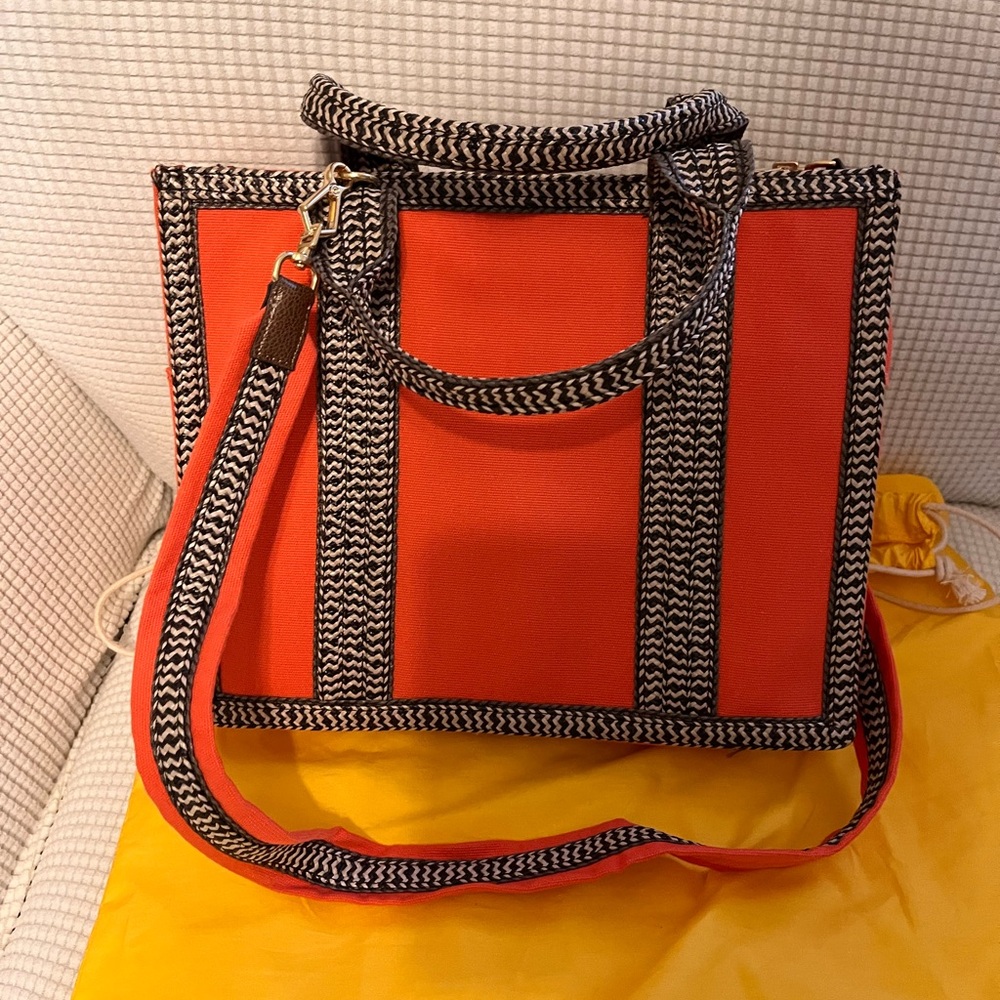 Eric Javits Vibrant Red and Black Crossbody Bag